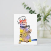 Cat Punk Cartoon Postkarte (Stehend Vorderseite)