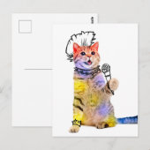 Cat Punk Cartoon Postkarte (Vorne/Hinten)
