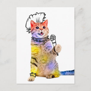 Cat Punk Cartoon Postkarte