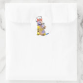 Cat Punk Cartoon Runder Aufkleber (Tasche)