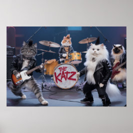 Cat Punk Rock Band Poster