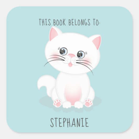 Cat Purr-fect Day Dieses Buch gehört Quadratischer Aufkleber (Vorderseite)