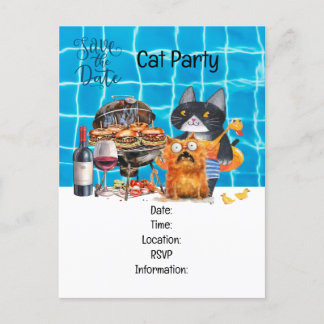 Cat Purr-perfekt-Quirky Cat Party Einladungspostkarte