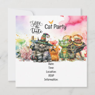 Cat Purr-perfekt-Quirky Cat Party Save The Date