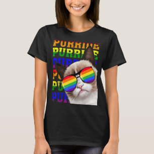 Cat Purride Lgbt Regenbogen Sonnenbrille Katzen Ga T-Shirt