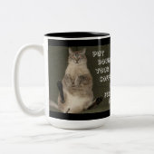 Cat "PUT DOWNY YOUR COFFEE & FÜTTRE ME" Tasse (Links)