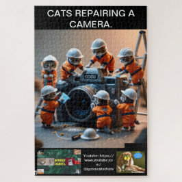 Cat puzzles, wearing uniforms, repairing a camera. puzzle
