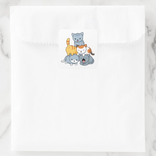 Cat Pyramid - Group of Cats Quadratischer Aufkleber (Tasche)