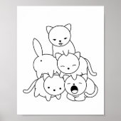 Cat Pyramid - Gruppe von Farbseiten für Katzen Poster (Vorne)
