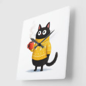 cat  quadratische wanduhr (Winkel)