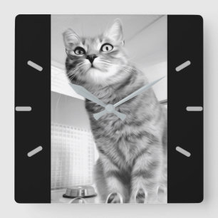 Cat Quadratische Wanduhr
