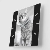 Cat Quadratische Wanduhr (Winkel)