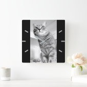 Cat Quadratische Wanduhr (Zuhause)
