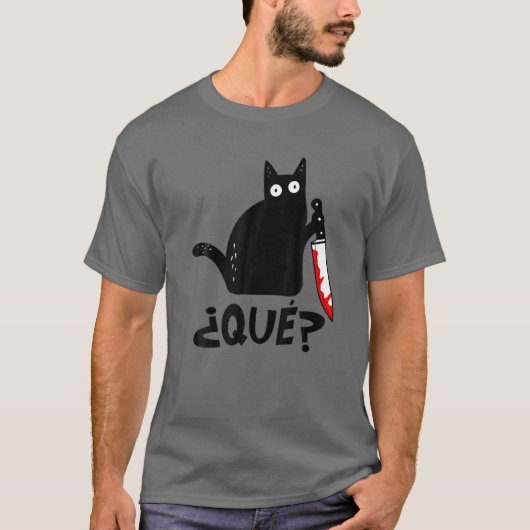 Cat ¿Que? Funny Spanish Black Cat Murderous Cat Wi T-Shirt (Vorderseite)