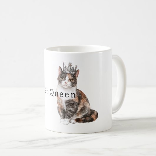 Cat Queen with Crown Kaffeetasse (VorderseiteRechts)