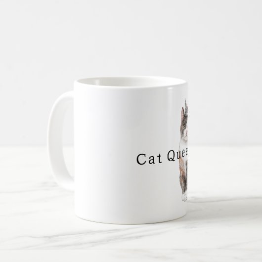 Cat Queen with Crown Kaffeetasse (Vorderseite Links)