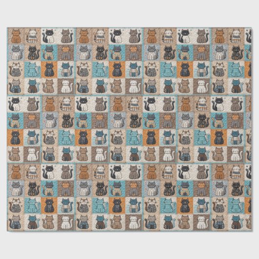 Cat Quilt Design Geschenkpapier (Flach)
