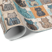 Cat Quilt Design Geschenkpapier (Rolleneckpunkt)