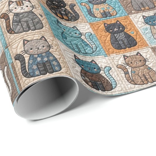 Cat Quilt Design Geschenkpapier (Rolleneckpunkt)
