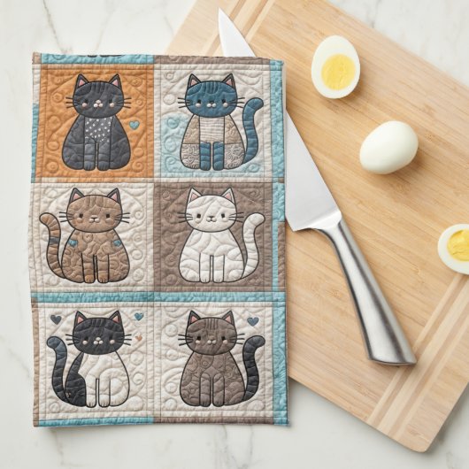 Cat Quilt Design Geschirrtuch (Viertel Falte)