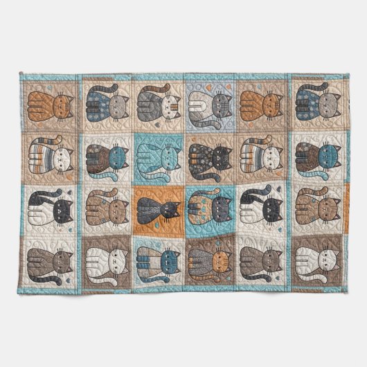 Cat Quilt Design Geschirrtuch (Horizontal)