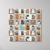 Cat Quilt Design Leinwanddruck (Vorderseite)