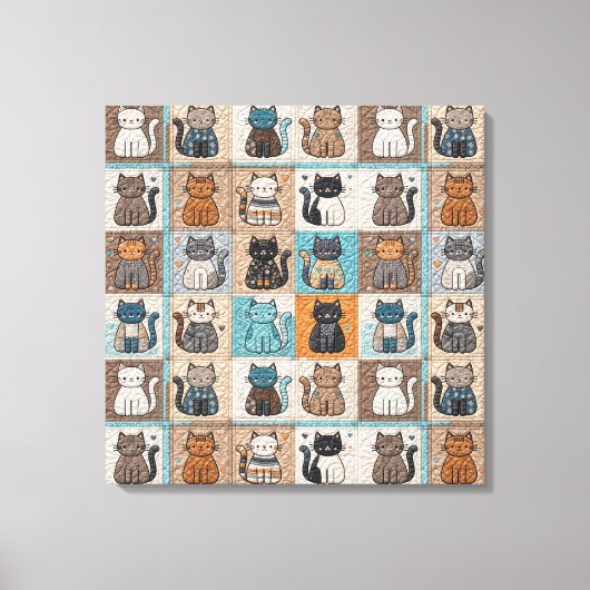 Cat Quilt Design Leinwanddruck (Vorderseite)