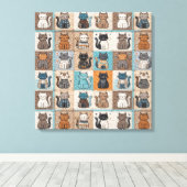 Cat Quilt Design Leinwanddruck (Insitu (Holzboden))