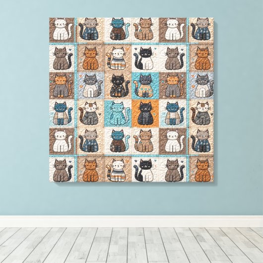 Cat Quilt Design Leinwanddruck (Insitu (Holzboden))