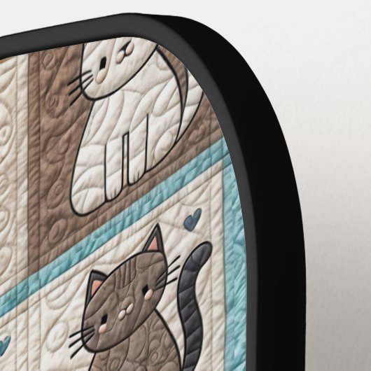 Cat Quilt Design Pickleball Schläger (Linke Seite)
