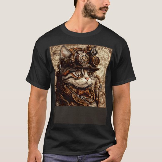 Cat Quilting Steampunk T-Shirt (Vorderseite)