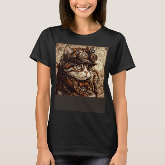 Cat Quilting Steampunk T-Shirt (Vorderseite)