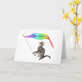 Cat Rainbow Banner Birthday Card Karte (Gelbe Blume)