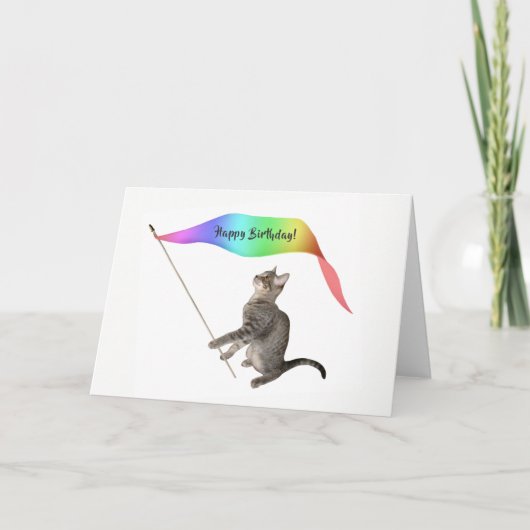 Cat Rainbow Banner Birthday Card Karte (Vorderseite)