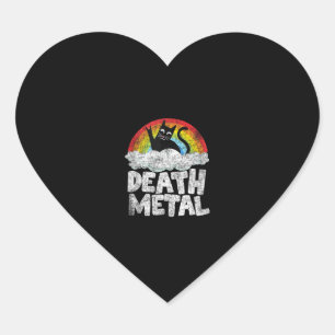 Cat Rainbow Heavy Metal Band Kids Goth Funny Death Herz-Aufkleber