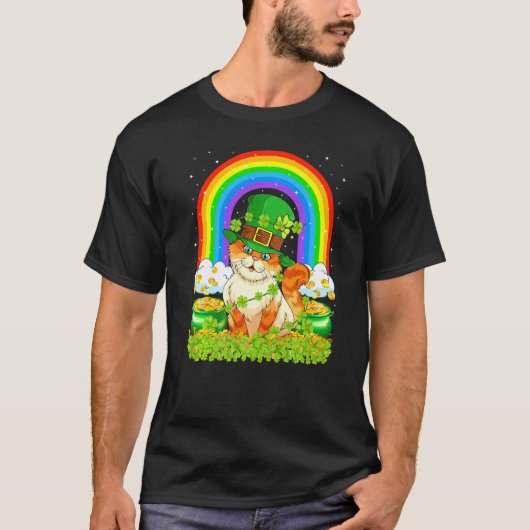 Cat Rainbow Leprechaun Cat St Patrick's Day T-Shirt (Vorderseite)