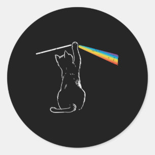 Cat Rainbow Light Cool Prism Science Spektrale Men Runder Aufkleber