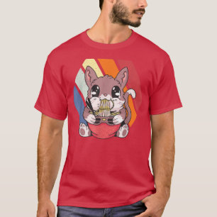 Cat Ramen Anime Kawaii Funny Eating Noodles T-Shirt