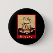 Cat Ramen Bowl Anime Japanisch Noodles Kawaii Neko Button (Vorderseite)