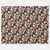 Cat Ramen Japanese Art Vintage Style Fleecedecke (Vorderseite (Horizontal))