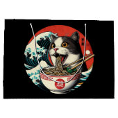 Cat Ramen Japanese Art Vintage Style Große Geschenktüte (Rückseite)