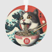 Cat Ramen Japanese Art Vintage Style Ornament (Rückseite)