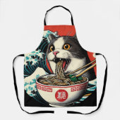 Cat Ramen Japanese Art Vintage Style Schürze (Vorderseite)