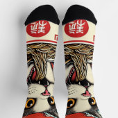 Cat Ramen Japanese Art Vintage Style Socken (Oben)