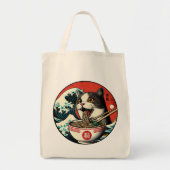 Cat Ramen Japanese Art Vintage Style Tragetasche (Vorne)