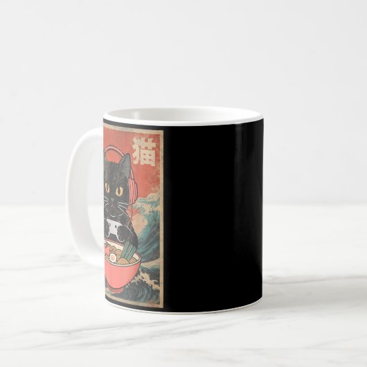 Cat Ramen Japanese Funny Graphic Kawaii Anime Kaffeetasse (Vorderseite Links)