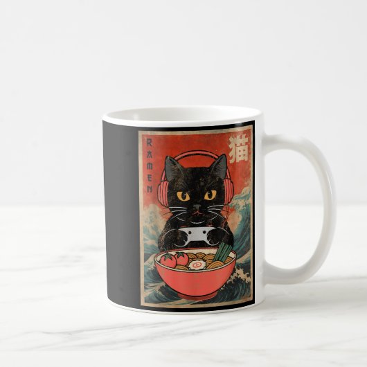 Cat Ramen Japanese Funny Graphic Kawaii Anime Kaffeetasse (Rechts)