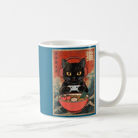 Cat Ramen Japanese Funny Graphic Kawaii Anime Kaffeetasse (Rechts)