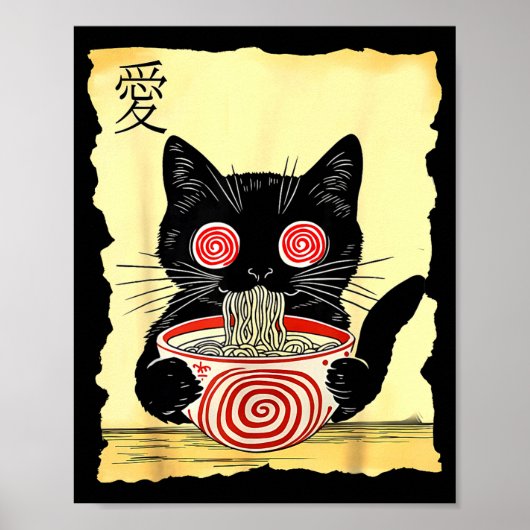 Cat Ramen Japanese Funny Graphic Tees Kawaii Anime Poster (Vorne)