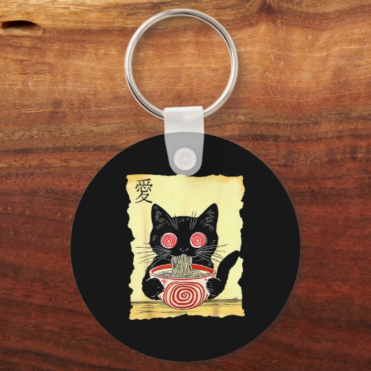 Cat Ramen Japanese Funny Graphic Tees Kawaii Anime Schlüsselanhänger (Vorderseite)